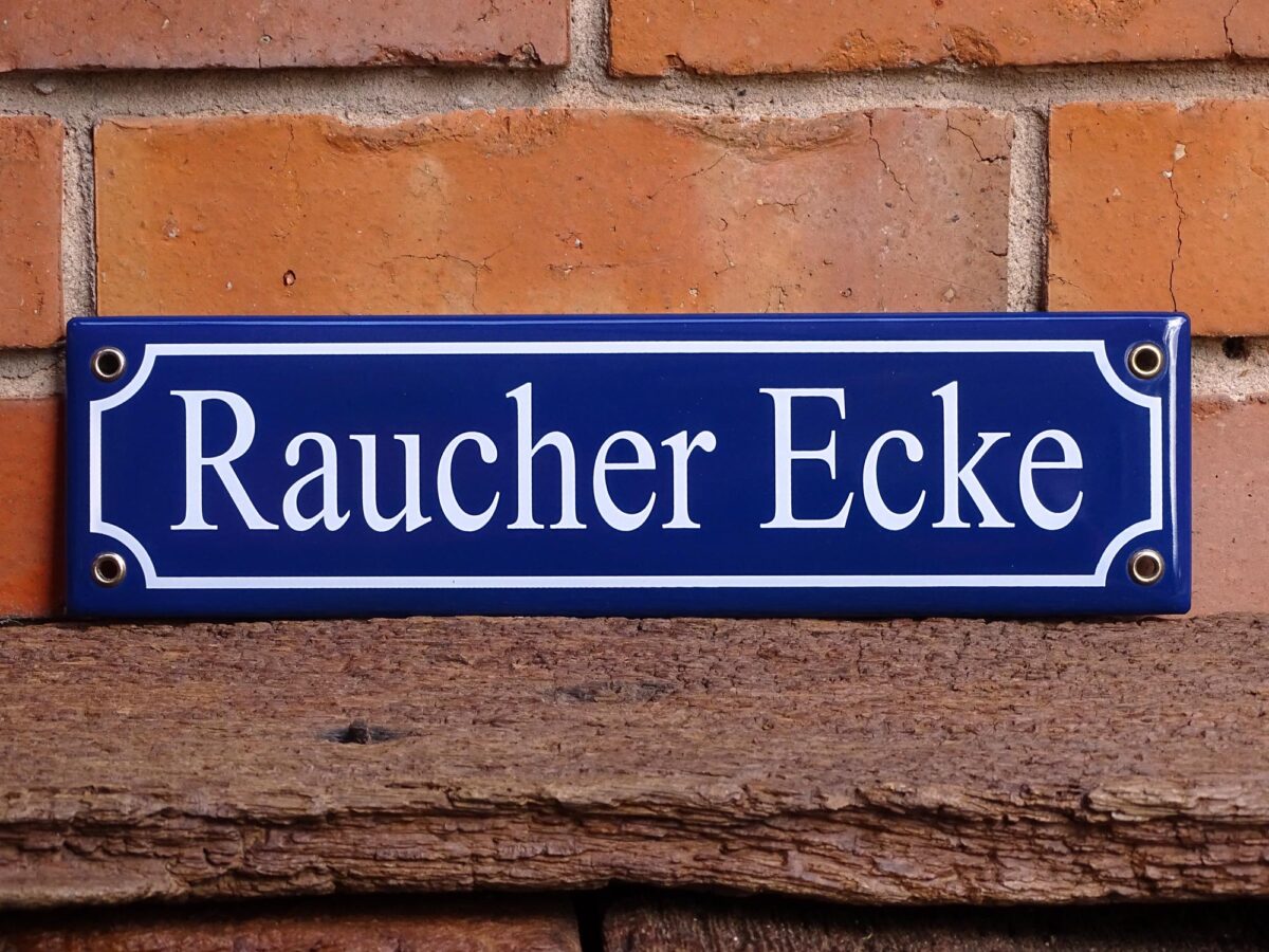 Straßenschild aus Emaille - Raucher Ecke - Vintage Look