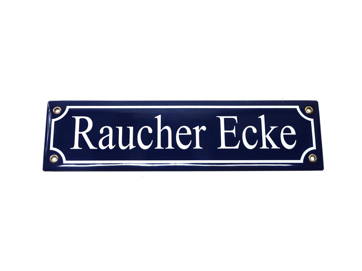 Straßenschild aus Emaille - Raucher Ecke - Vintage Look