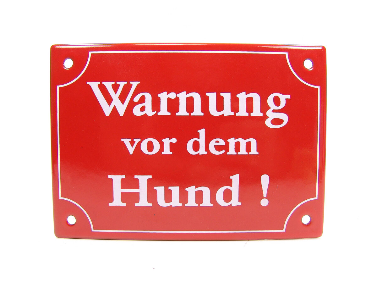 Warnschild aus Emaille - Warnung vor dem Hund - Vintage Look