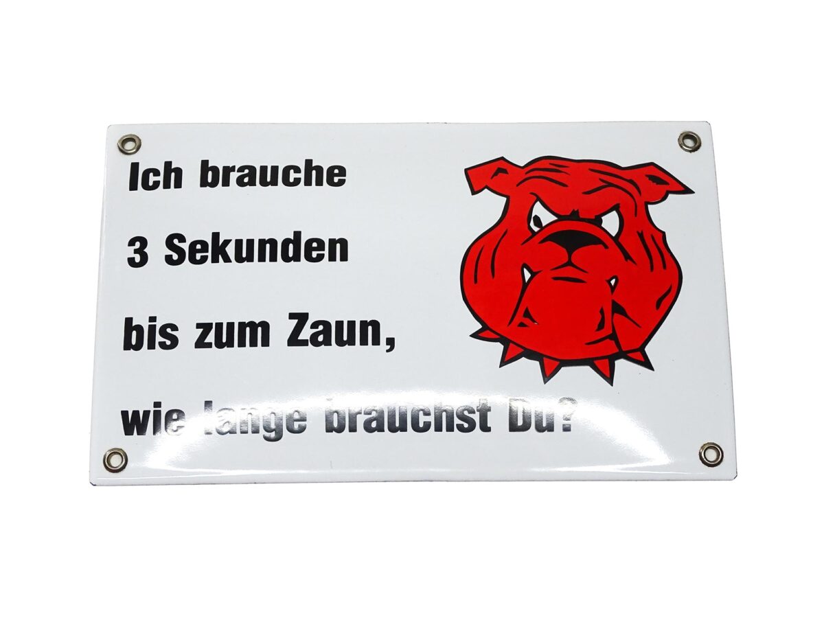 Warnschild aus Emaille - Ich brauche 3 Sekunden ... - Vintage Look