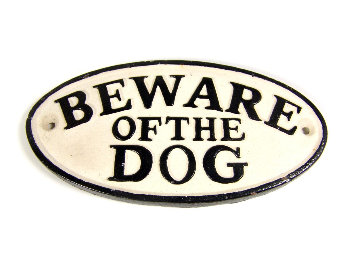 Ovales Schild aus Gusseisen - Beware of the Dog - Vintage Look