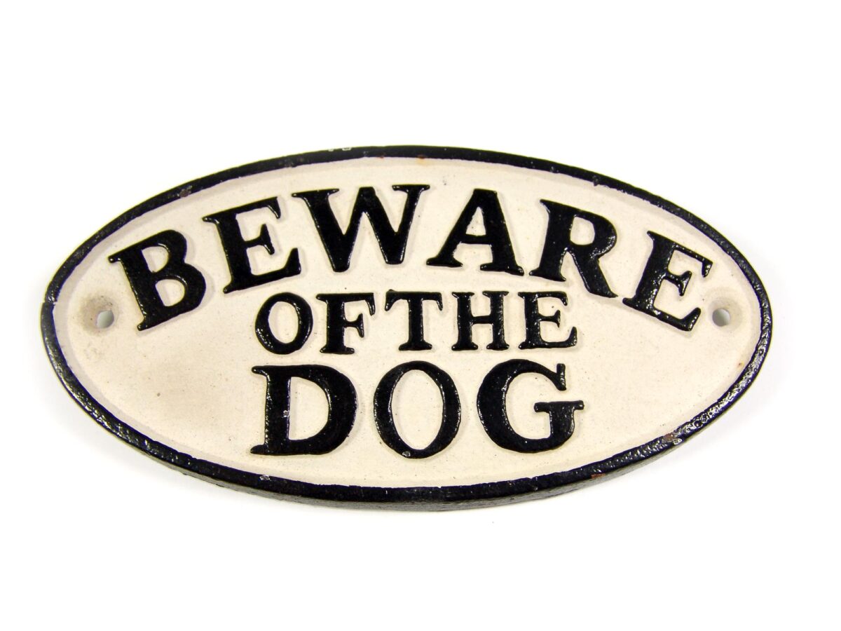 Ovales Schild aus Gusseisen - Beware of the Dog - Vintage Look
