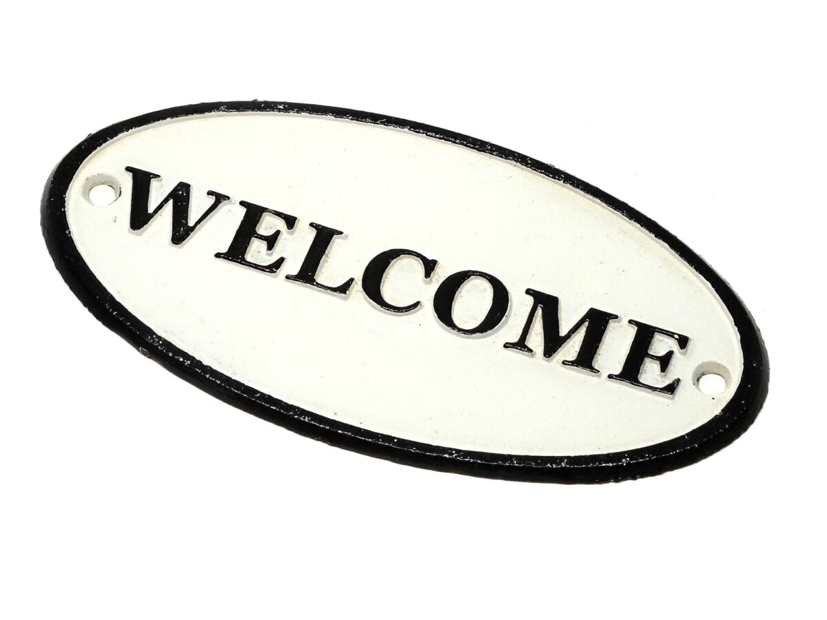 Ovales Schild aus Gusseisen - Welcome - Vintage Look