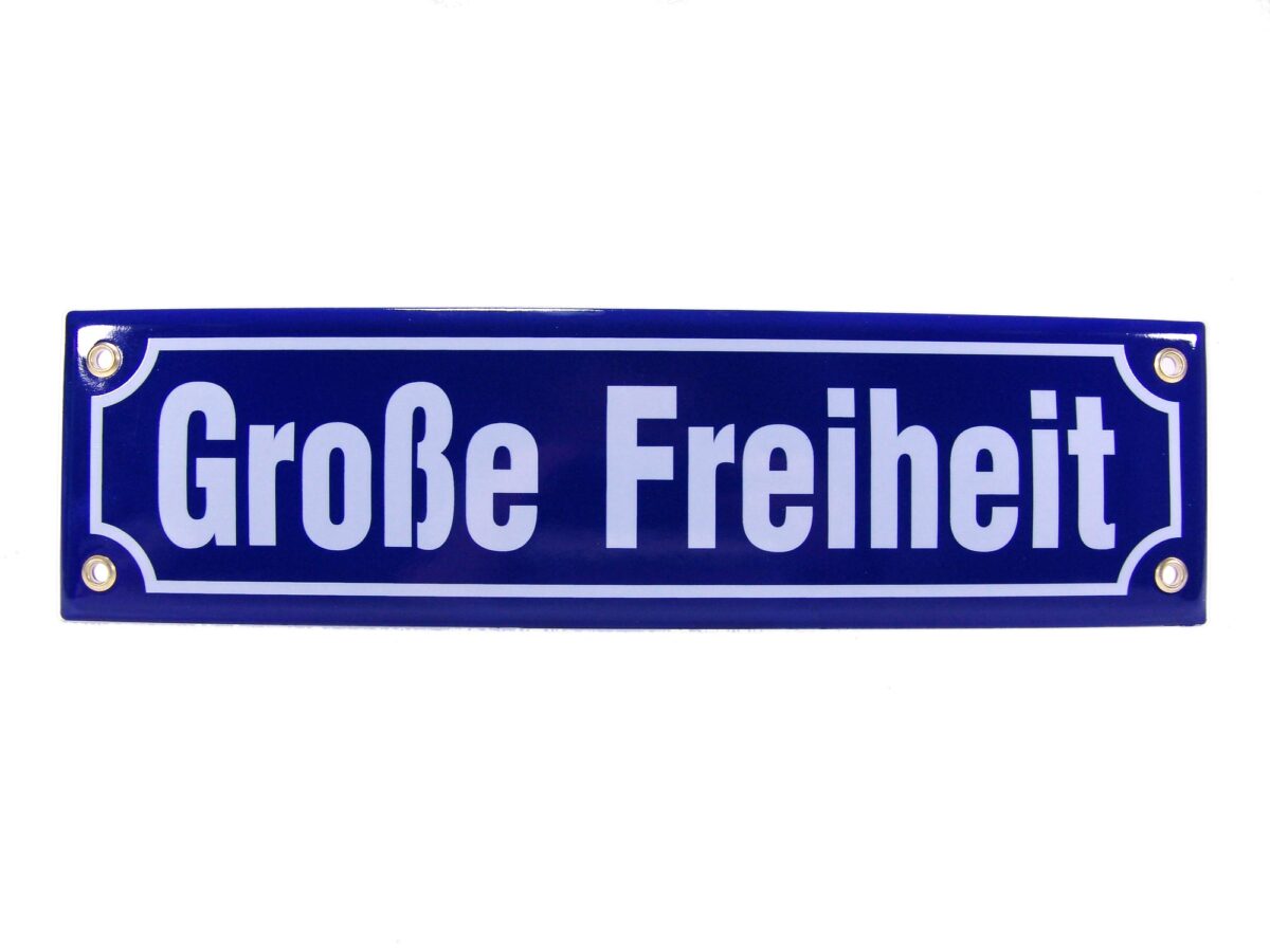 Straßenschild aus Emaille - Große Freiheit - Vintage Look