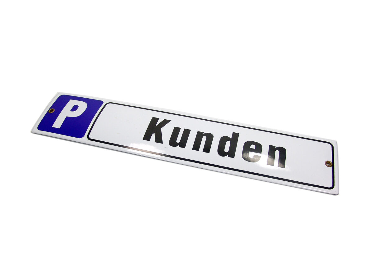 Straßenschild aus Emaille - Parkplatz - Kunden - Vintage Look