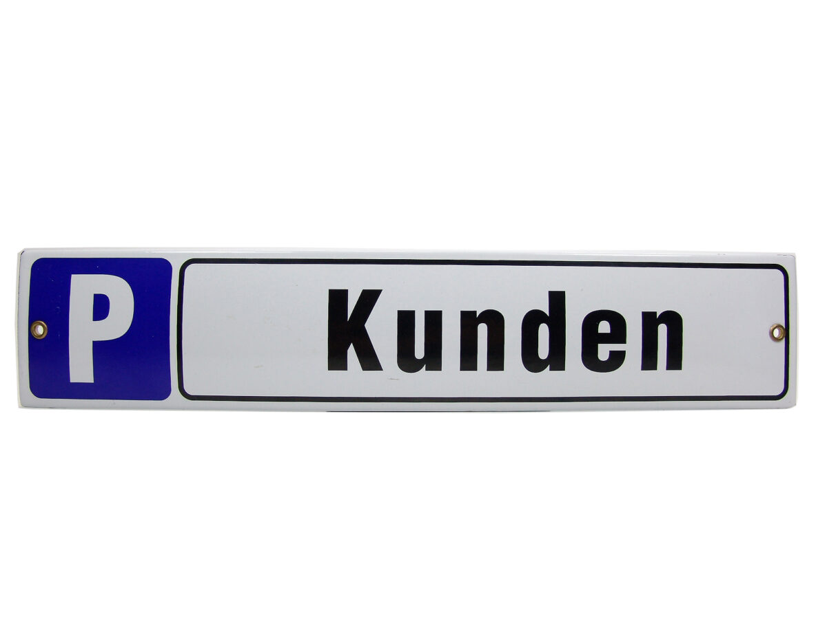 Straßenschild aus Emaille - Parkplatz - Kunden - Vintage Look