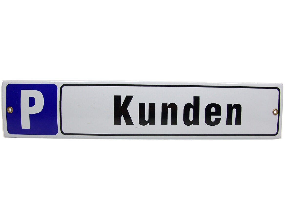 Straßenschild aus Emaille - Parkplatz - Kunden - Vintage Look