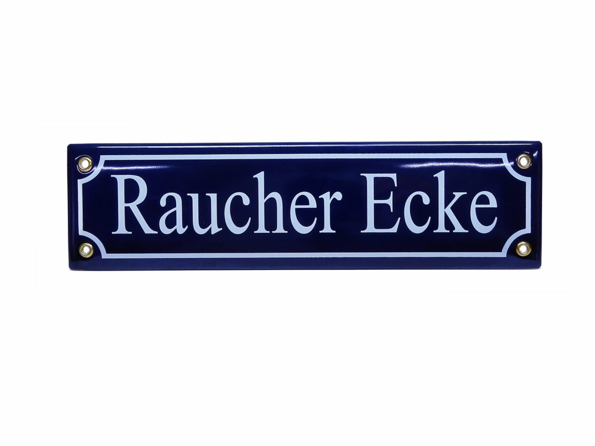 Straßenschild aus Emaille - Raucher Ecke - Vintage Look