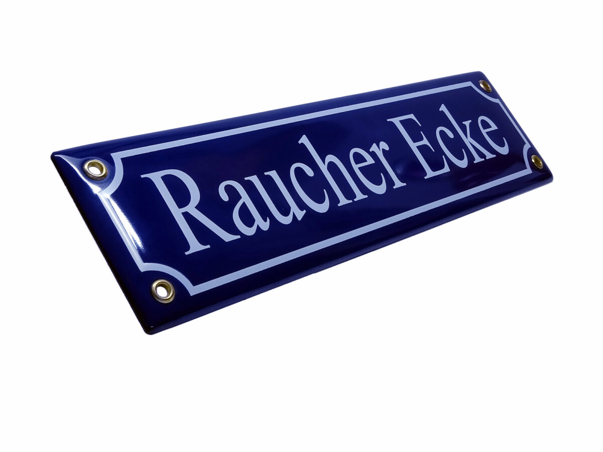 Straßenschild aus Emaille - Raucher Ecke - Vintage Look