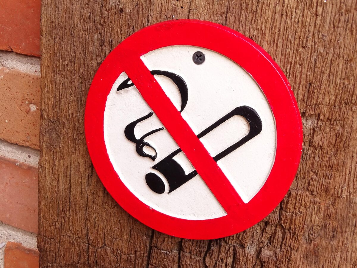 Rundes Schild aus Gusseisen - Symbol - Rauchen verboten - Vintage Look