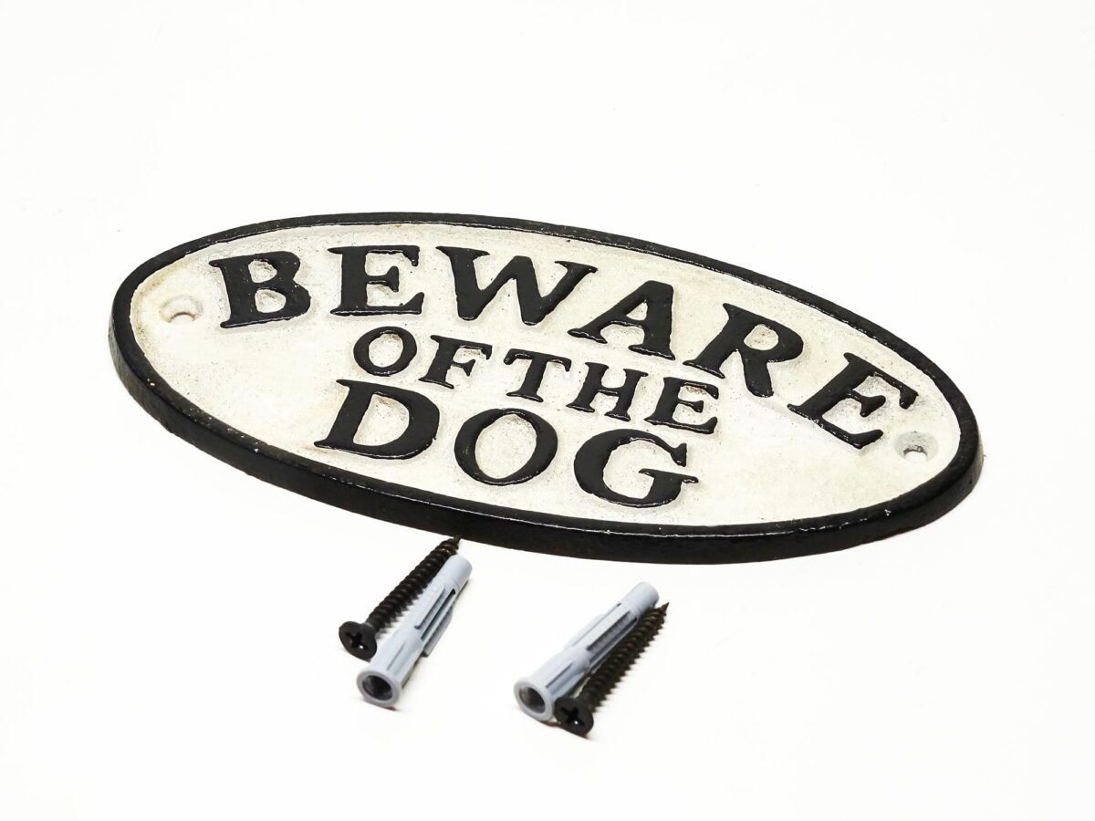 Ovales Schild aus Gusseisen - Beware of the Dog - Vintage Look