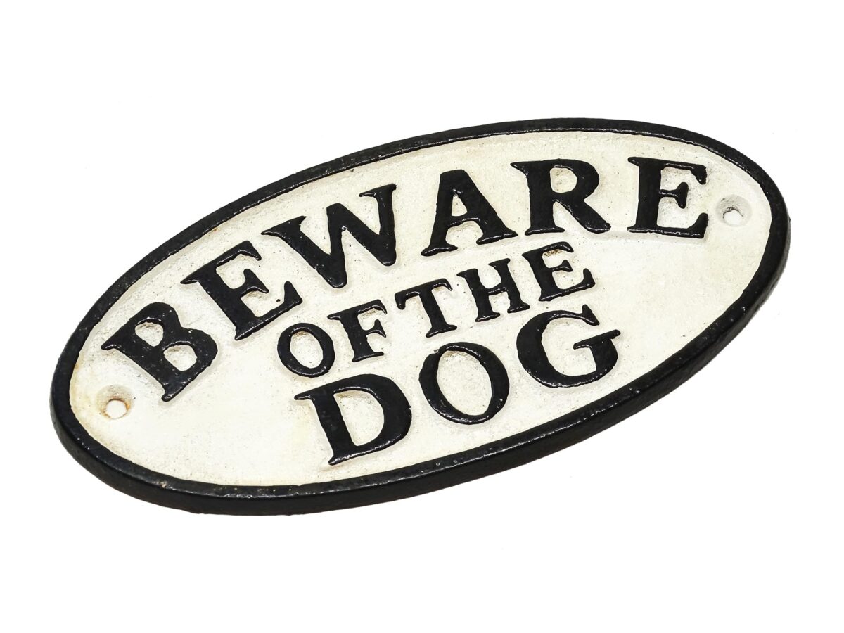 Ovales Schild aus Gusseisen - Beware of the Dog - Vintage Look