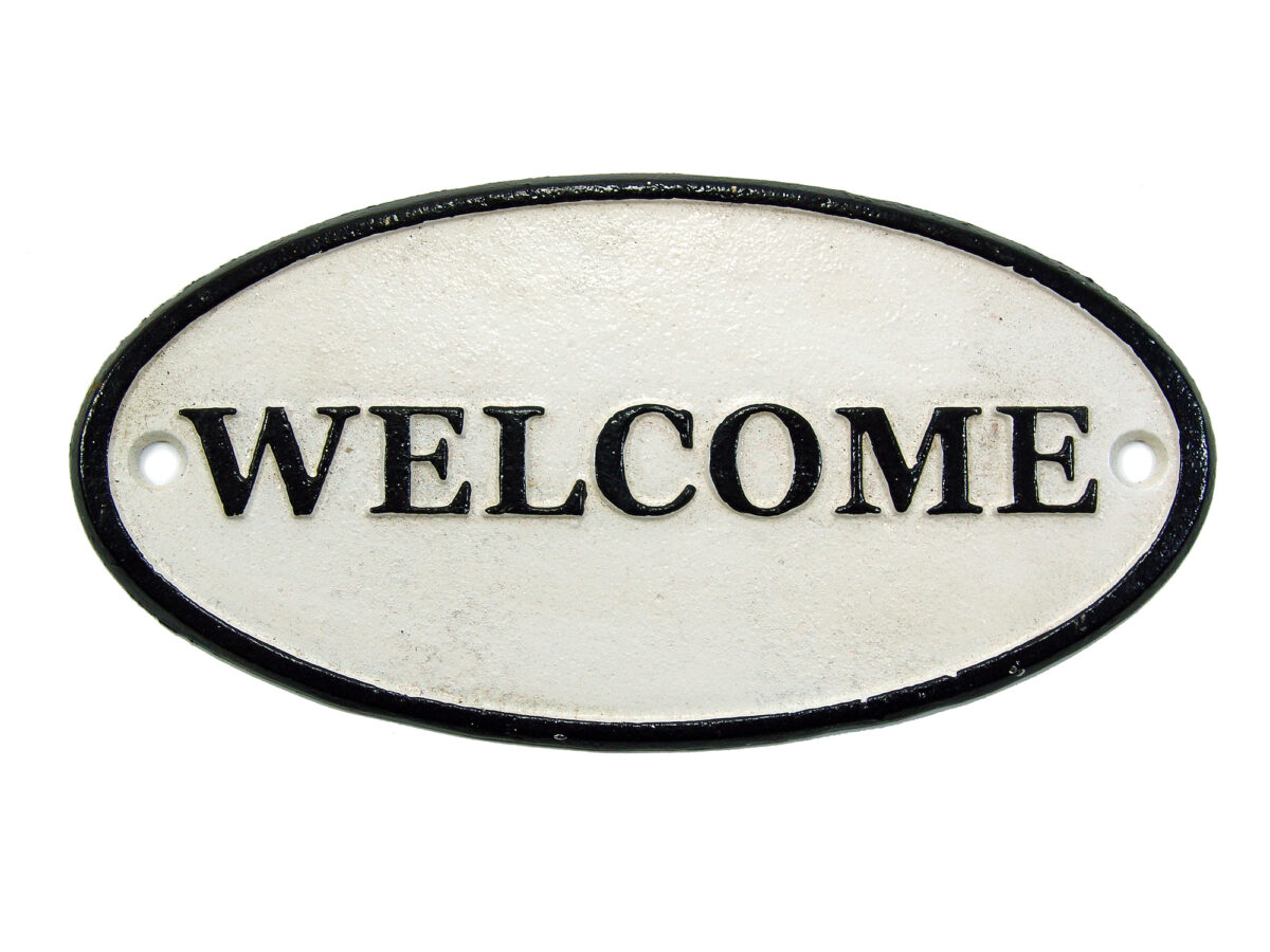 Ovales Schild aus Gusseisen - Welcome - Vintage Look