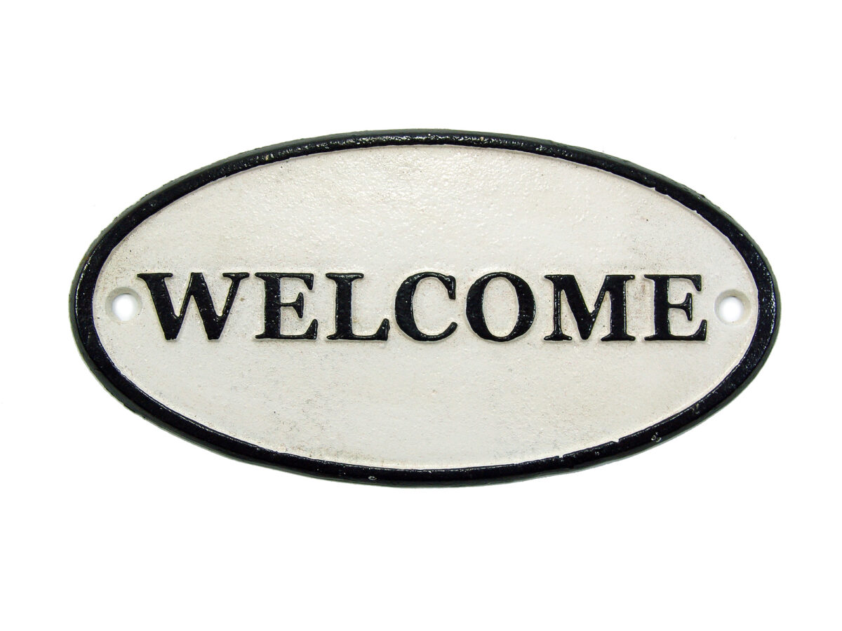 Ovales Schild aus Gusseisen - Welcome - Vintage Look